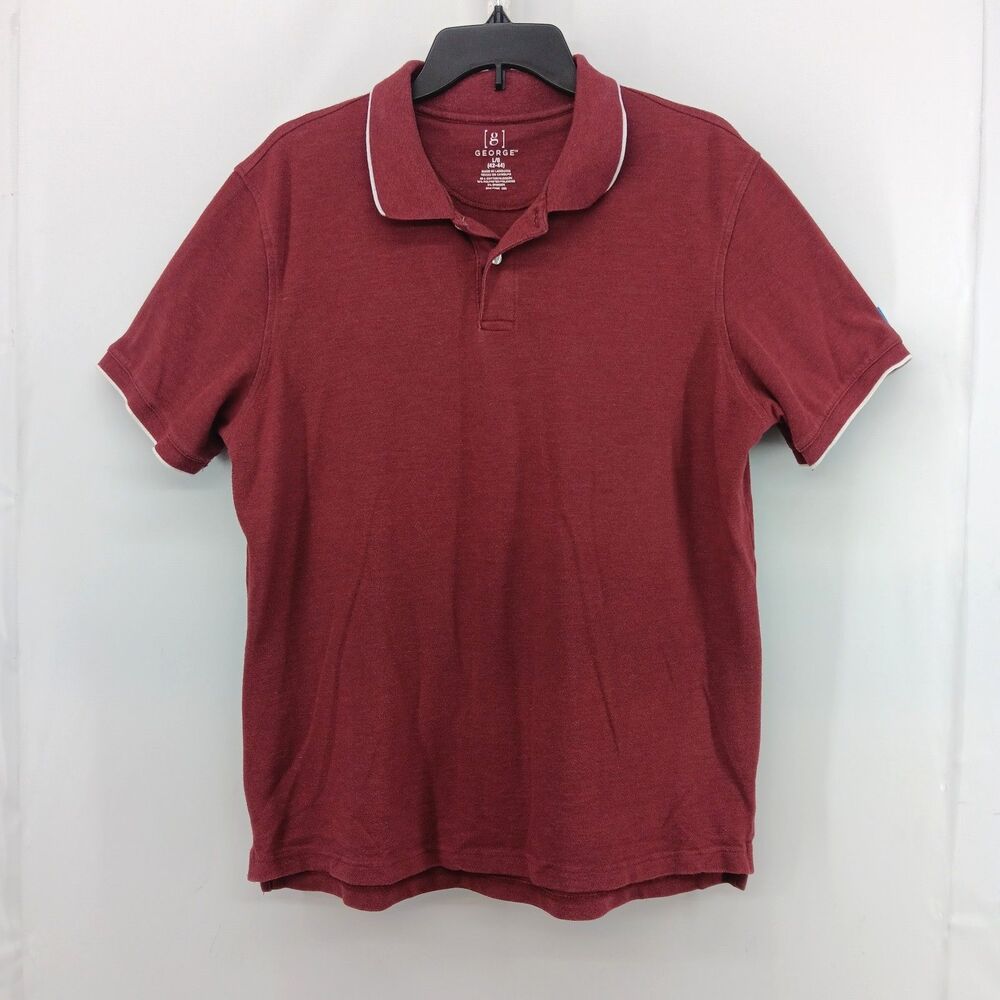George Polo Shirt Mens Large Burgundy Collared Short Sleeve Outdoor Golf Sport